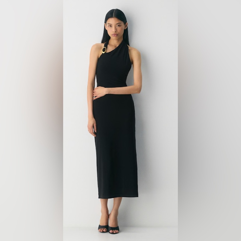 Aritzia Ten Halter Dress with Gold Ring Detail
